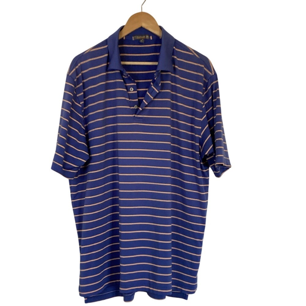 Peter Millar Mens Summer Comfort Blue Striped Polo Shirt Size XL Golf‎ Casual
